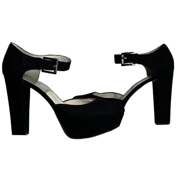 Michael Michael Kors Black Suede Platform Mary Jane Chunky Heels - Picture 7 of 9